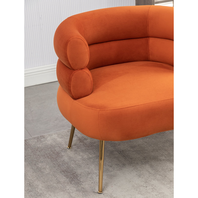 Ensemble de conversation 3 pièces Demetrius, Velours orange