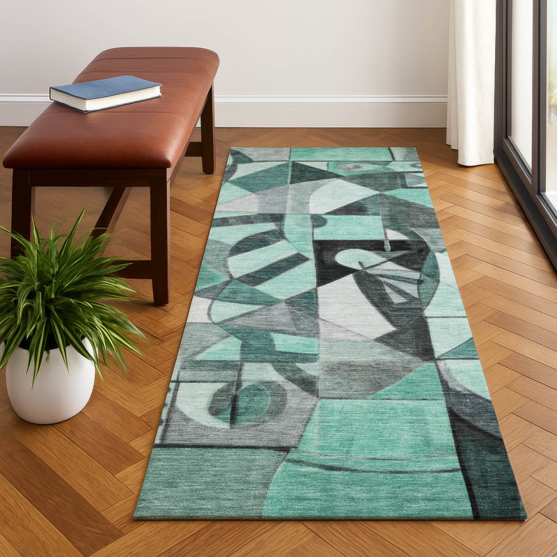 Premium Machine Washable Lubbers AMF1758 Abstract Rug, Runner 2'3" x 7'6"