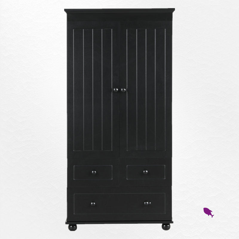 Grande armoire de rangement avec trois tiroirs pour la salle de bain / bureau, Noir, noir, noir, noir