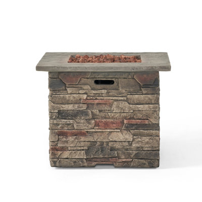 Fire Pit 32'' Square, 40,000 , Grey Concrete Top, No Assembly Needed Square Pit, , Lightweight Top