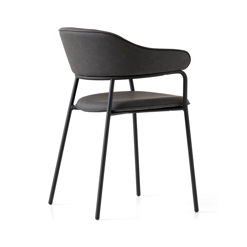 Signorina Upholstered Armchair with Metal Frame, Ash Gray