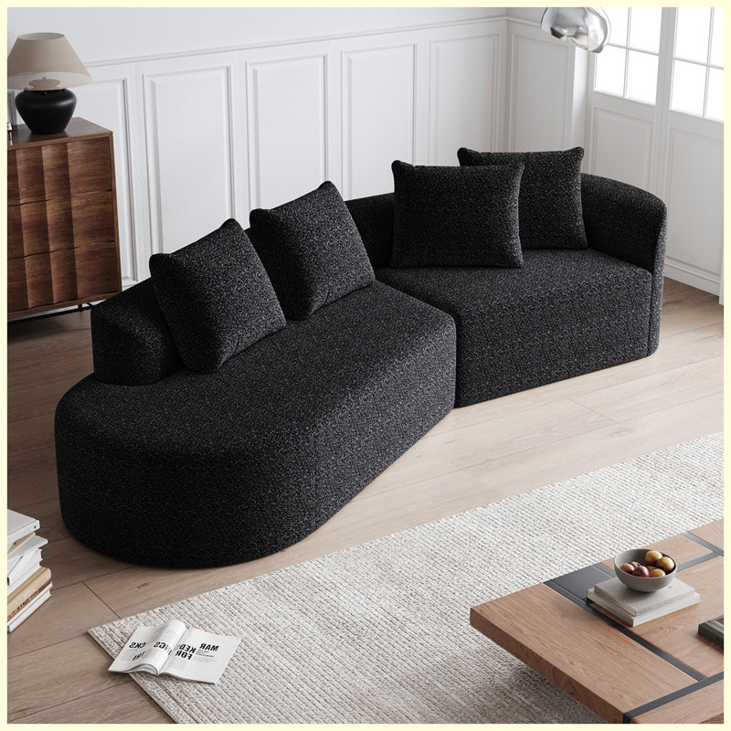 Canapé modulaire surdimensionné avec 4 coussins décoratifs modernes pour le salon, Noir