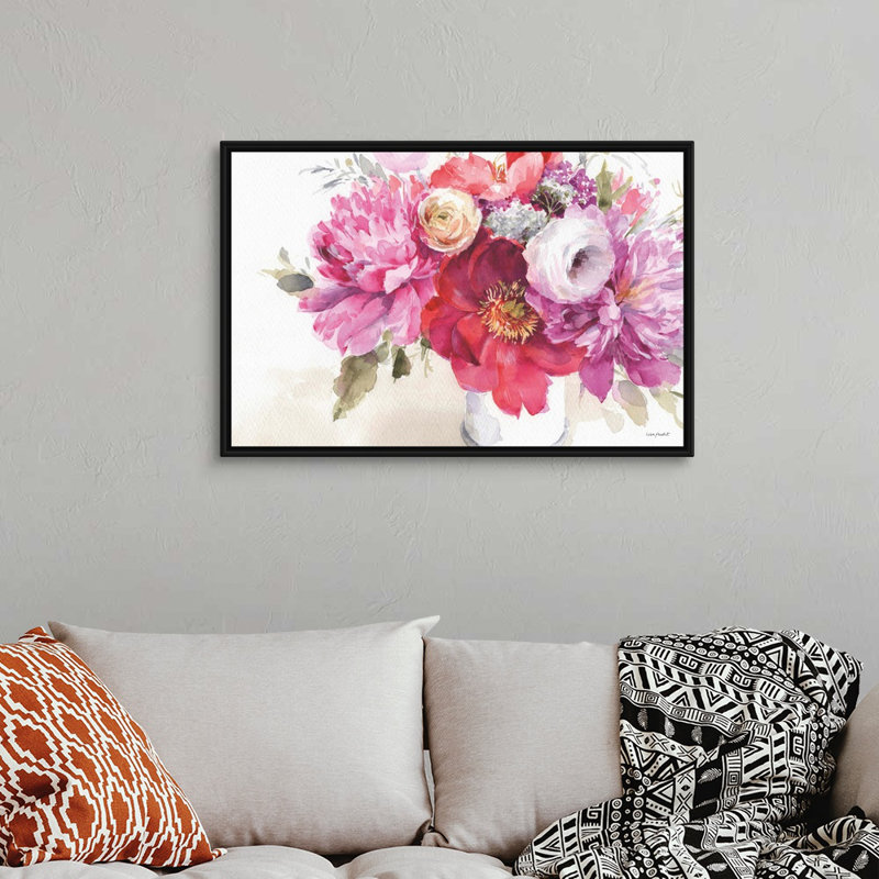Visiblement rose 01 paysage par Lisa Audit - reproduction d'art, Toile avec cadre noir, H 26 po x l 38 po x P 1,75 po