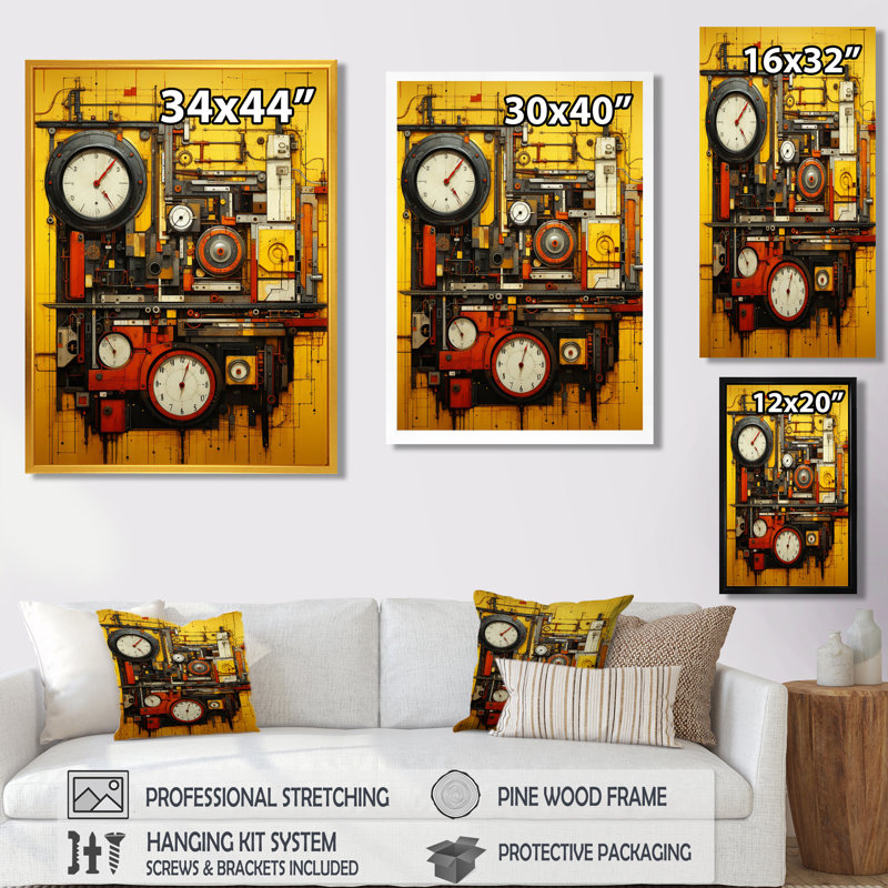 The Mystery Of Time - Abstract Collages, art mural, H 44 po x l 34 po x P 1,5 po, Toile tendue