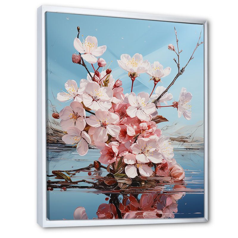«Apple Blossom Flower Tree III», reproduction d'art sur toile, Cadre flottant blanc, 20" H x 12" W