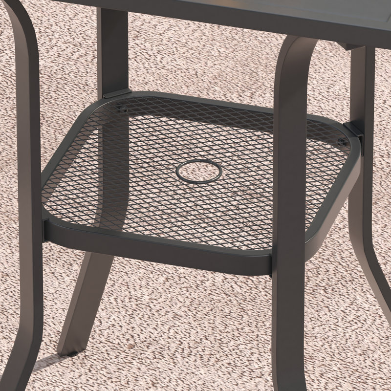  3 Pieces Patio Bar Height Set with Square Bar Table and PVC-coated polyester Bar Chairs, Brown