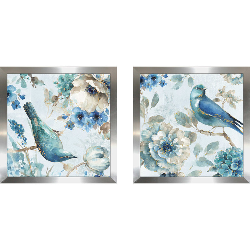 " Indigold II " 2 - Pieces, 21.5" H x 43" W x 0.75" D, Silver Framed