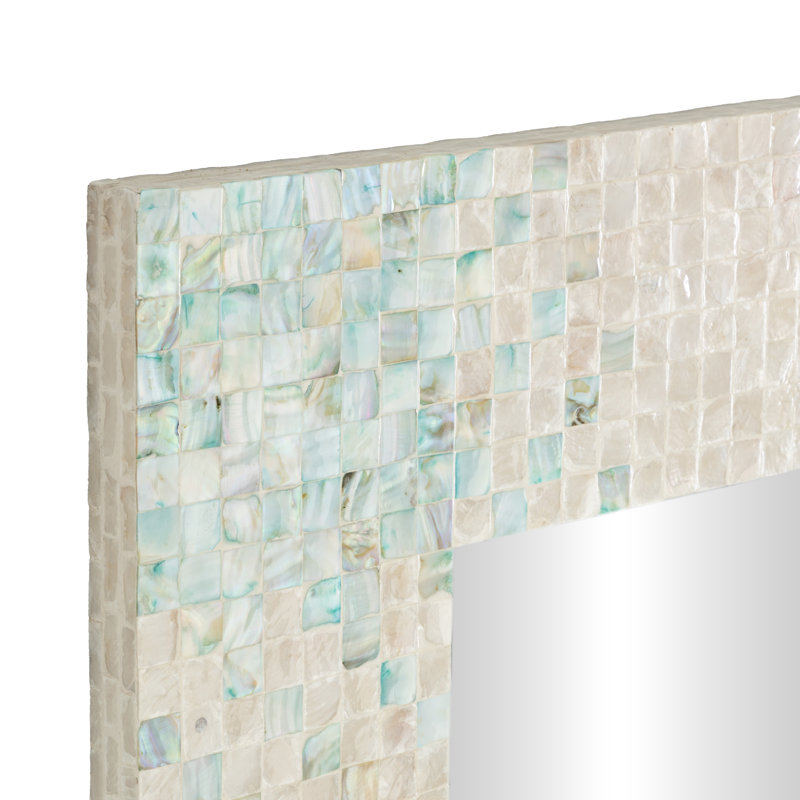Miroir mural en nacre bleu, 35,5 po x 47,75 po 