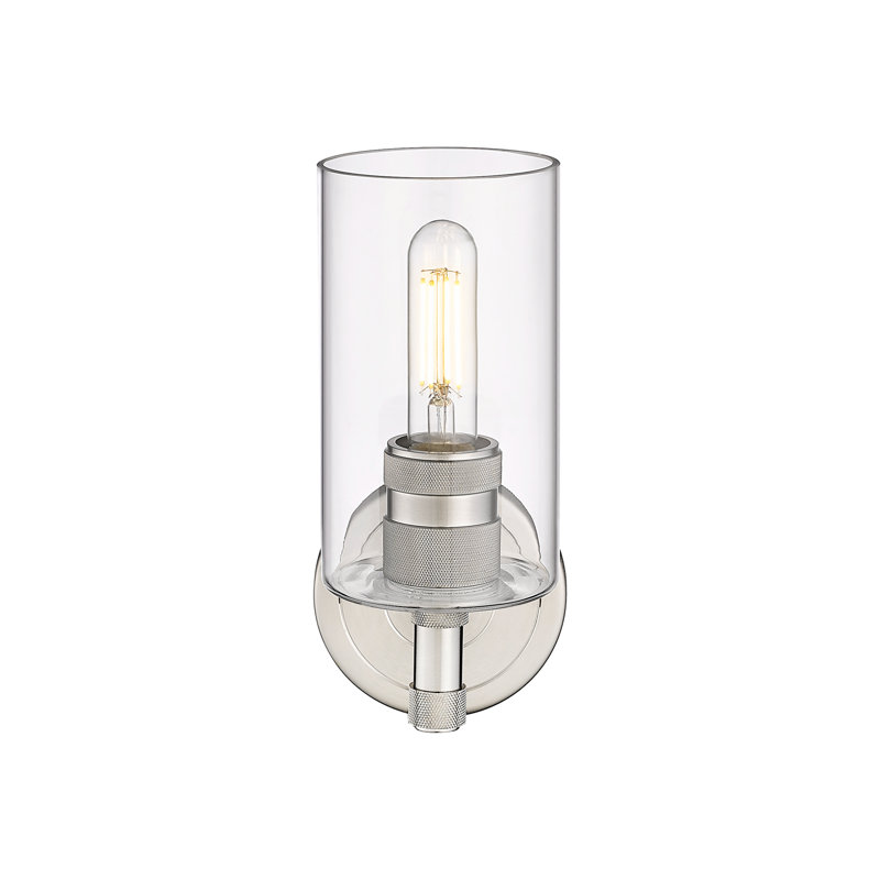 Applique murale 1 lumière Crown Point, Clair, Nickel satiné, H 10,5 po x l 3,88 po x P 6,5 po
