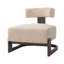 Fauteuil lounge Solven de style moderne du milieu du siècle, sans accoudoirs, avec piètement en bois courbé et coussin de dossier cylindrique, idéal pour le salon ou le coin lecture.-135338026-135338028