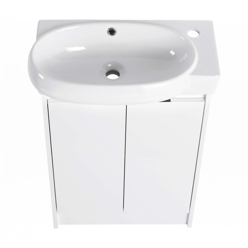 Meuble-lavabo autoportant de 23 po avec lavabo et portes à fermeture douce, Blanc