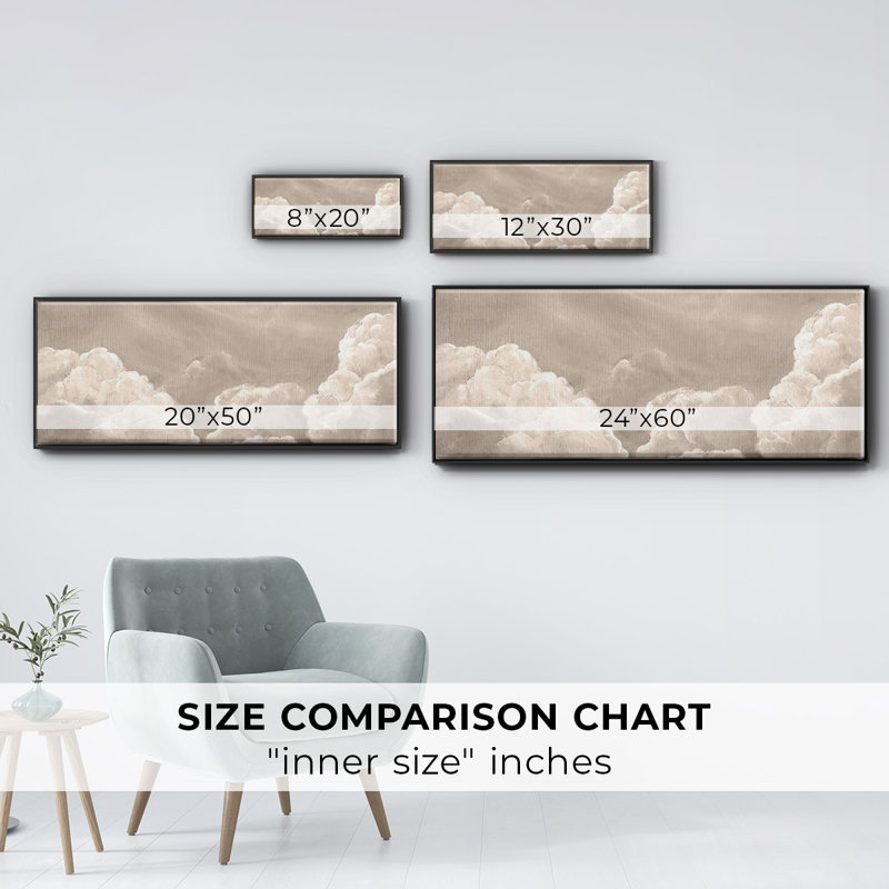 Painted Clouds II- Framed Canvas, 20" H x 50" W
