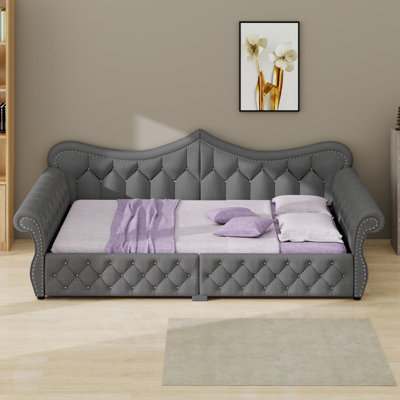 Daybed Featuring Upholstered Design, LED  and Nail Head Trim
