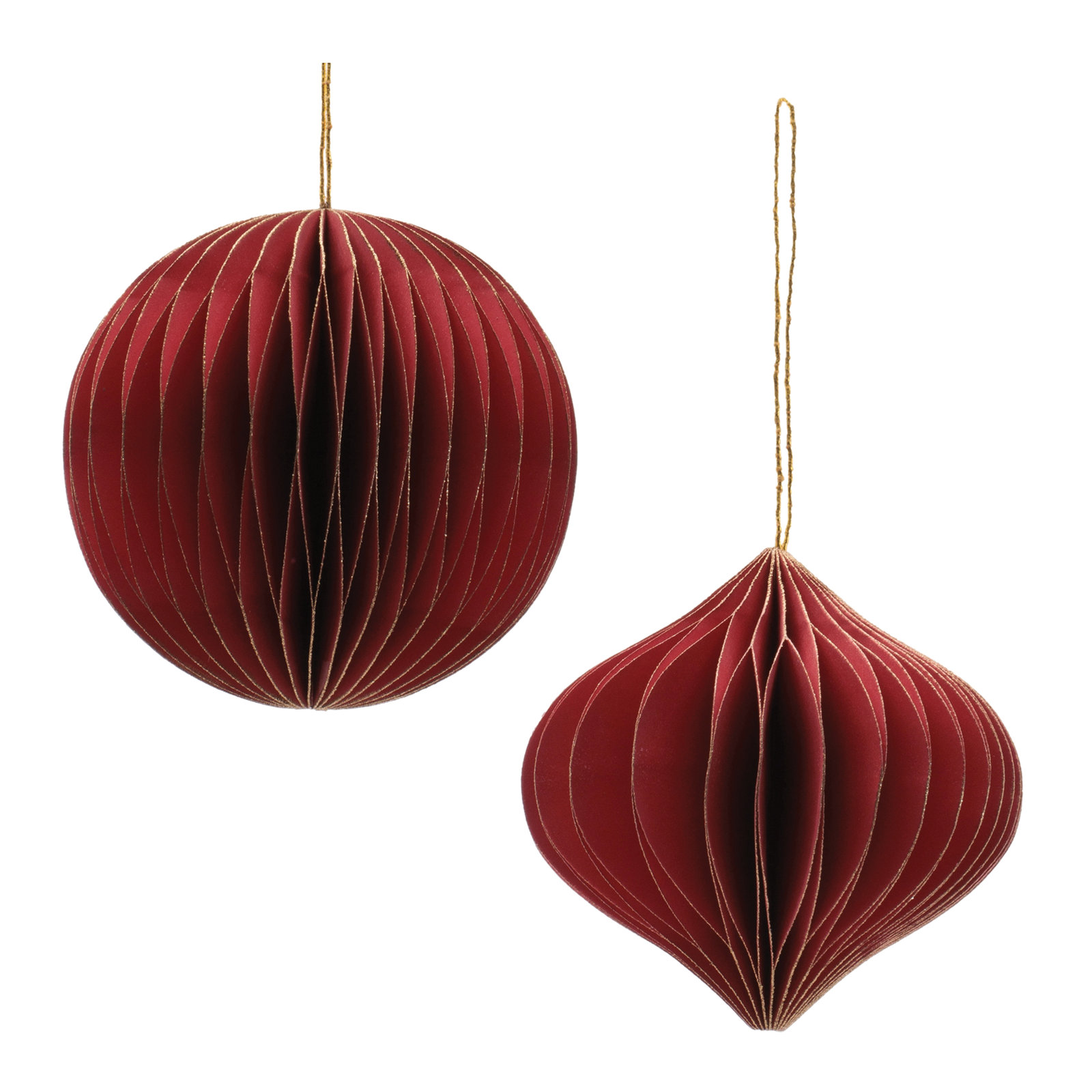 Round Paper Ornament Set of 12, Red