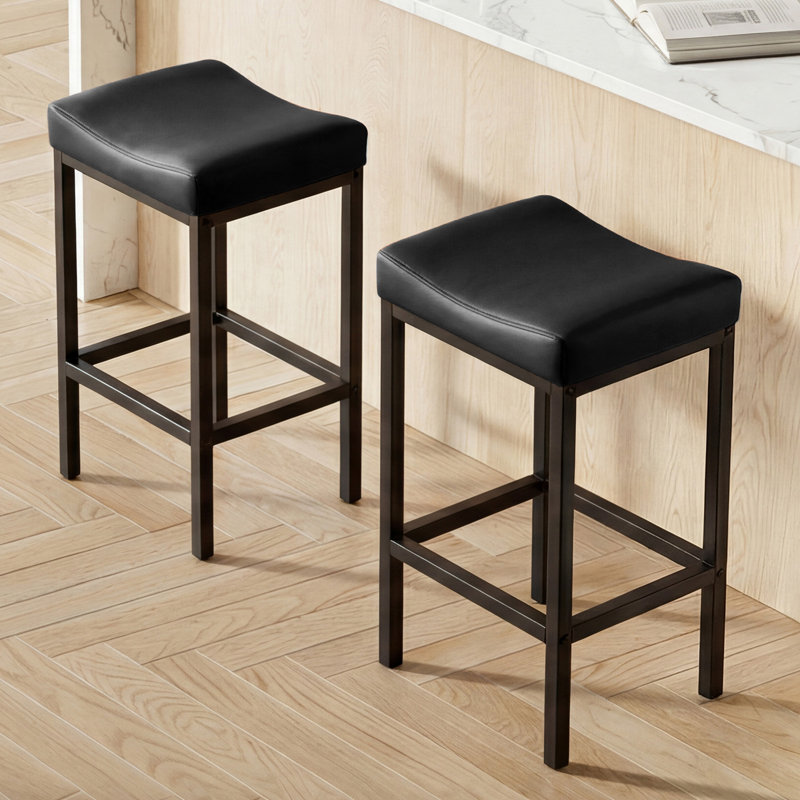 Ensemble de 2 tabourets de bar à hauteur de comptoir, tabourets de bar en similicuir de 30 po pour comptoir de cuisine, noir
