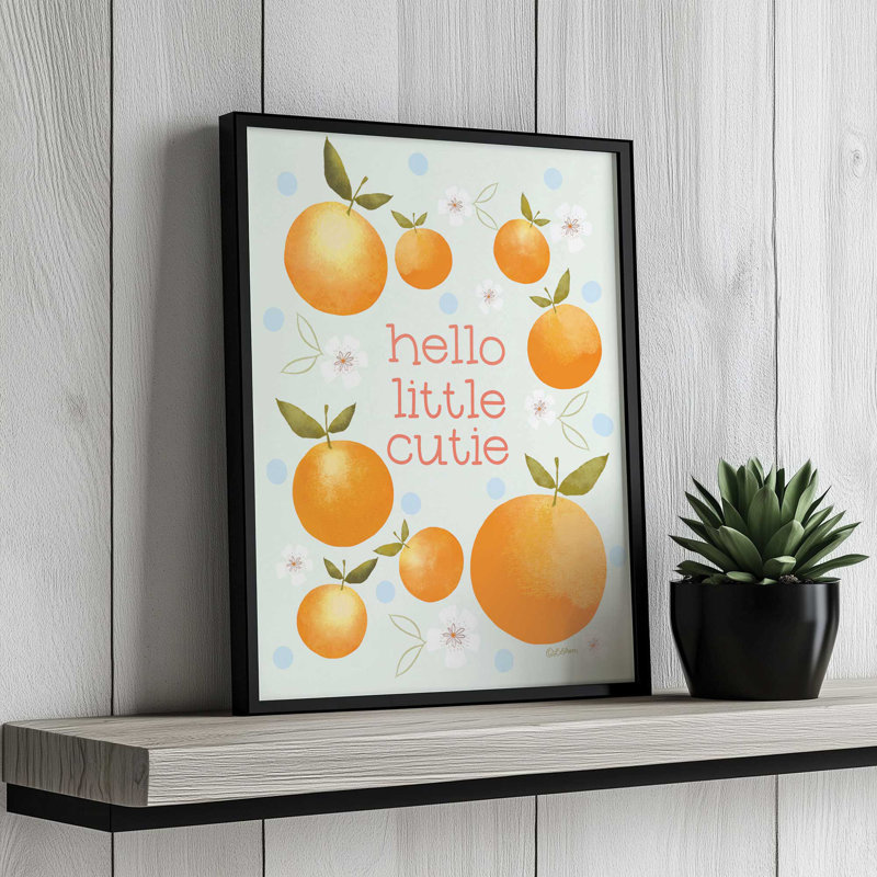 «Hello Little Cutie» par Lisa Larson, reproduction d'art, Noir, L 18 po x H 24 po, Impression encadrée