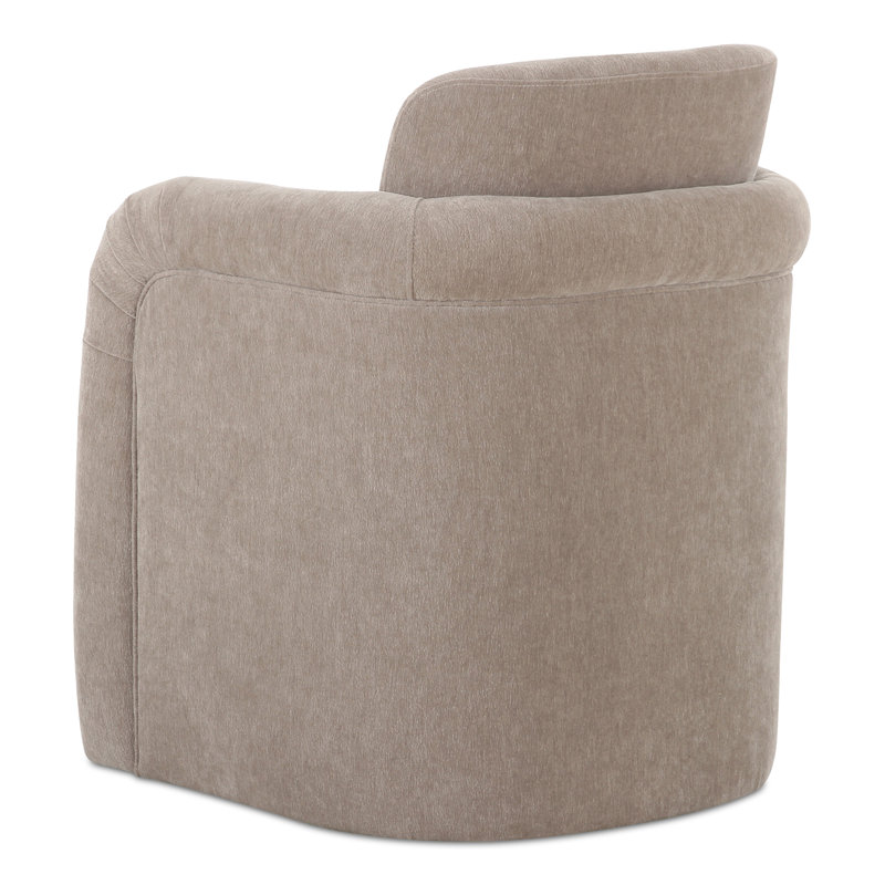 Becca Rolling Dining Arm Chair, Light Beige Performance Chenille