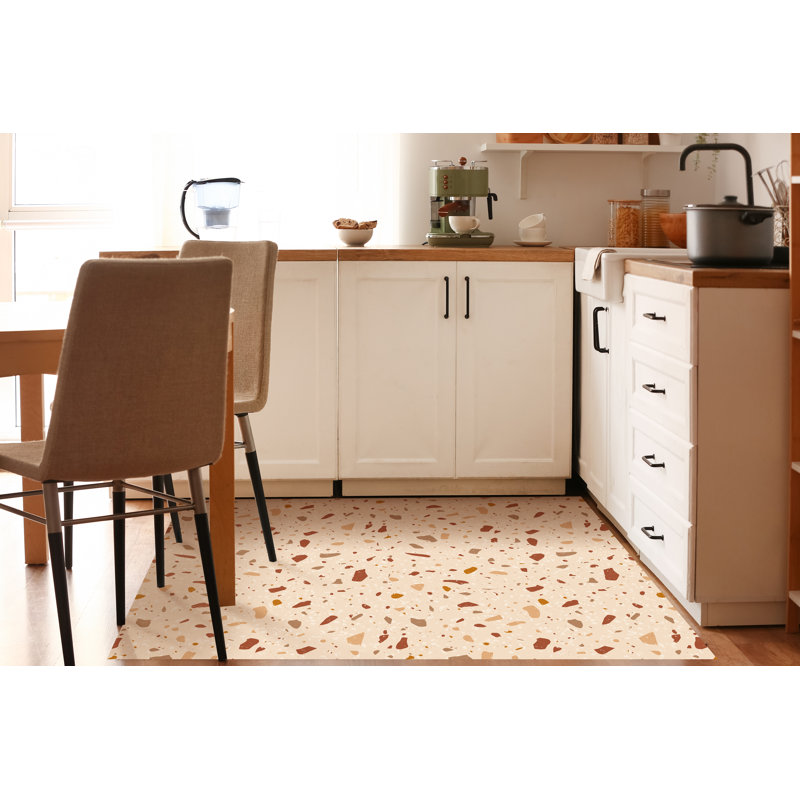 Ruslana Vinyl Machine Printed Area Rug, Rectangle 3'3.4" x 4'4.4"