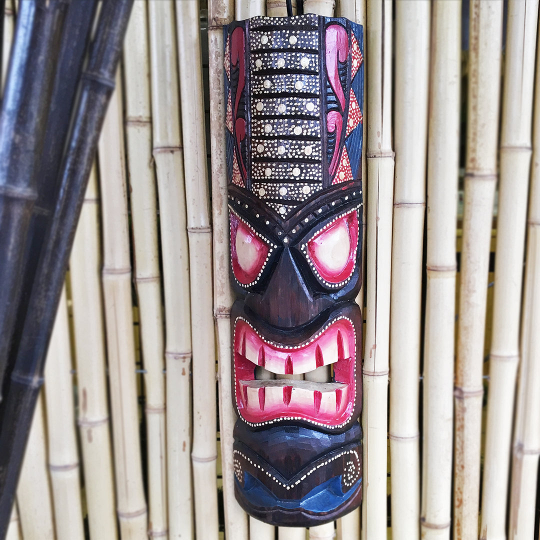 20" H Tiki Mask Hawaiian Dot Art Wood Wall Décor Backyard X-Scapes