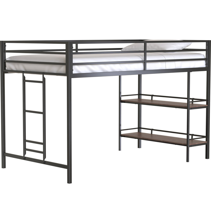 Structure de lit mezzanine pour lit simple Junior - Métal avec tablette