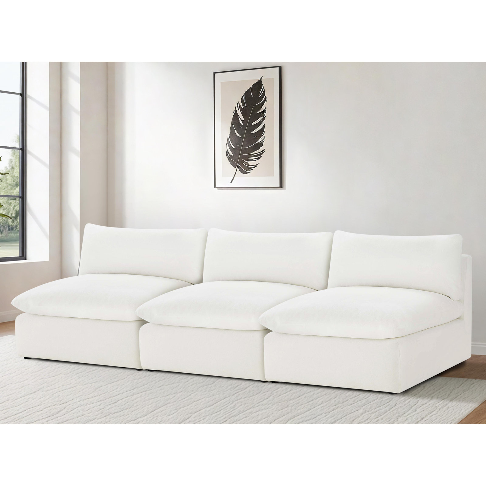 Annabella 122" Modular Sofa, Elite Ivory Textured Performance Chenille
