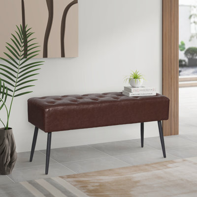 Dorly 38" Wide Faux Leather Entryway Bench Upholstered Bedroom Bench by Ebern Designs