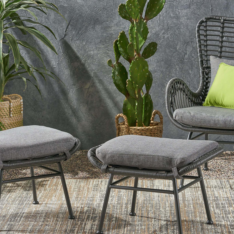 Repose-pieds d'extérieur en rotin avec coussin Montana (ensemble de 2)