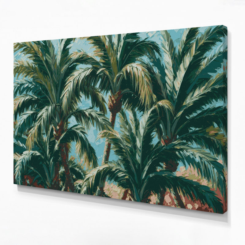 Art sur toile vert, groupes de palmiers hawaïens, H 11 po x l 14 po