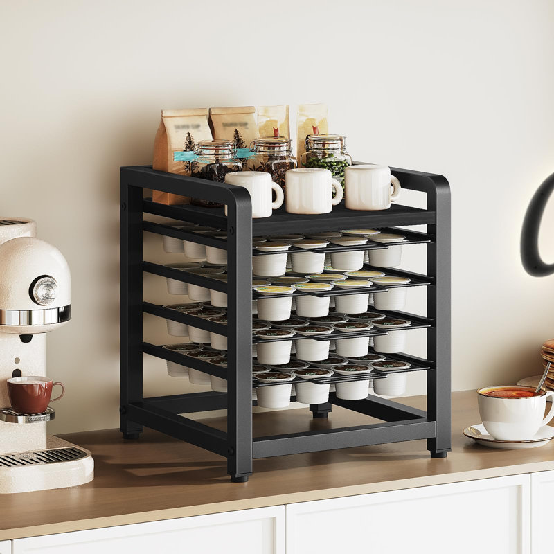 Porte-tiroir à café, organisateur à 4 niveaux pour tasse à café, capacité de 80 dosettes, support de rangement spacieux pour tasse à café, peu encombrant, facile à assembler, noir