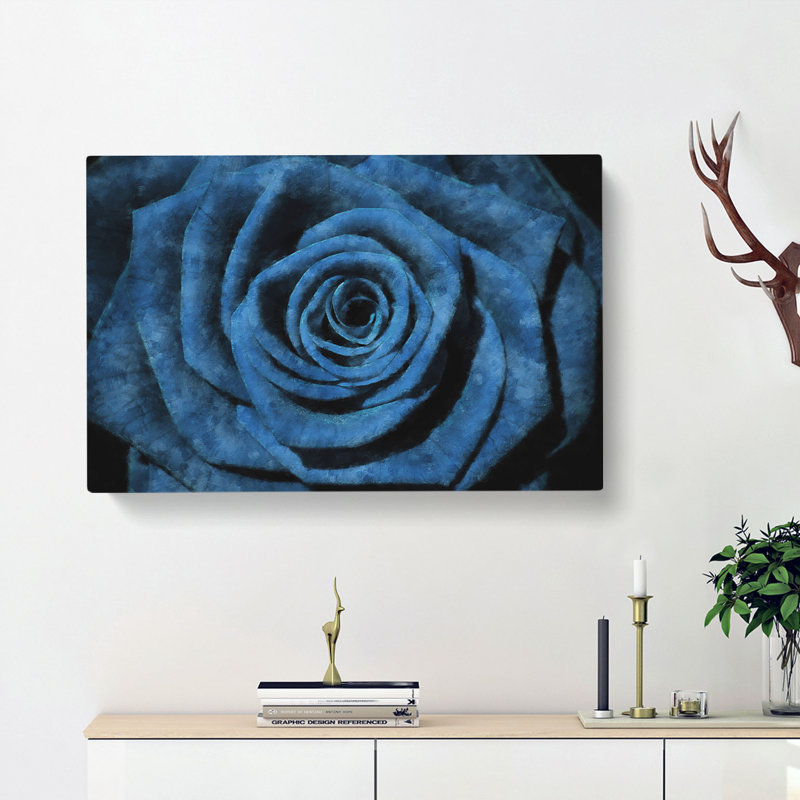 Pretty Blue Rose - Wrapped Canvas, 40cm H x 60cm W x 3cm D