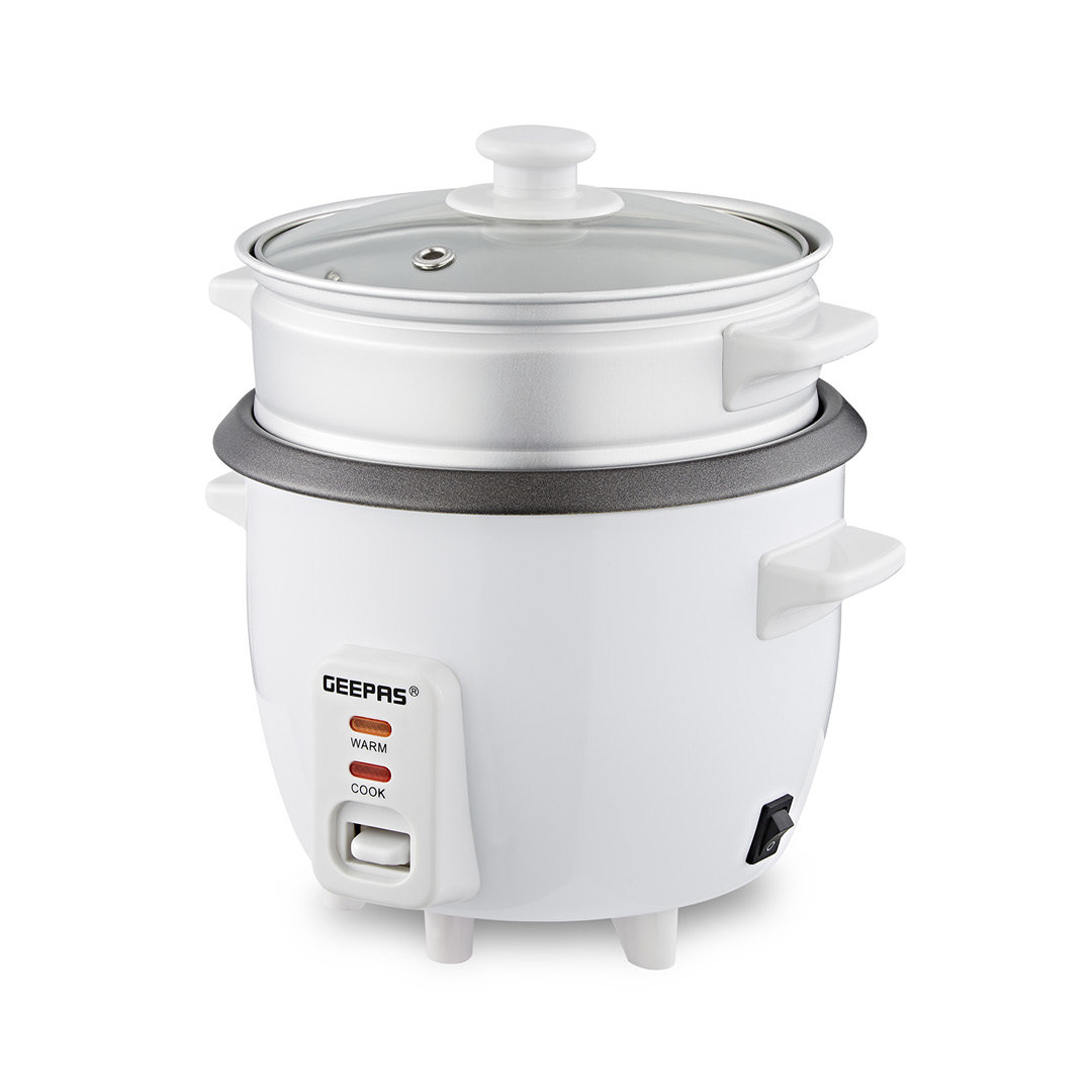 GEEPAS Rice Cooker with Steamer | Keep Warm Function | Automatic Cooking Non-Stick Inner Pot | Make Rice & Steam Healthy Vegetables | Includes Measuri
