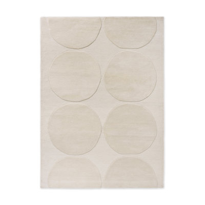 Tapis rectangulaire en laine touffeté à la main de couleur ivoire Isot Kivet