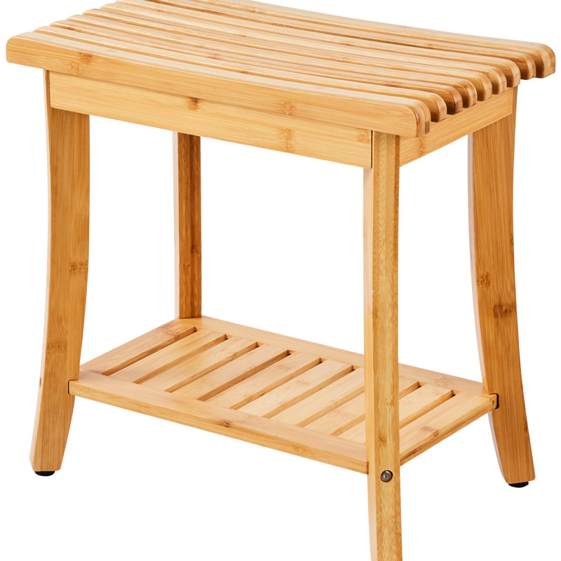 Shower Stool With 330 Lbs Load - Bearing, Rot Proof Coating, Adjustable Rubber Foot Pads, Slatted Design For Quick Drying 19.1 X 11.3 18.3 Inches Bench, Rust 304 Stainless Steel Screws, Capacity,
