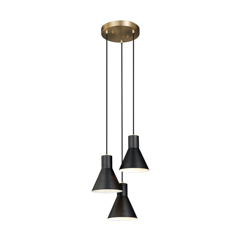 Luminaire suspendu conique à 3 lumières Byers, Oui, Bronze satiné