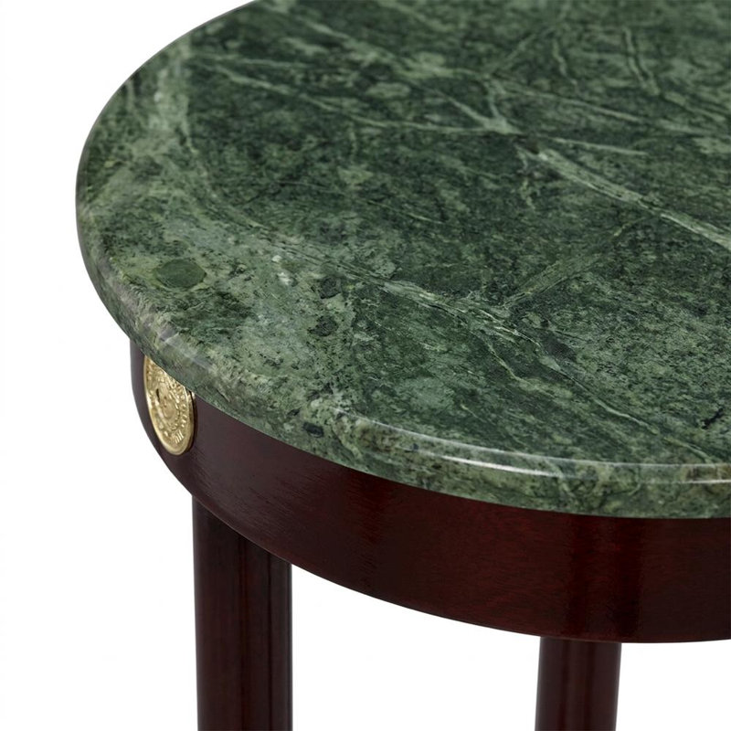 Ensemble de 2 tables d'appoint en marbre et socle rond en bois Merlot