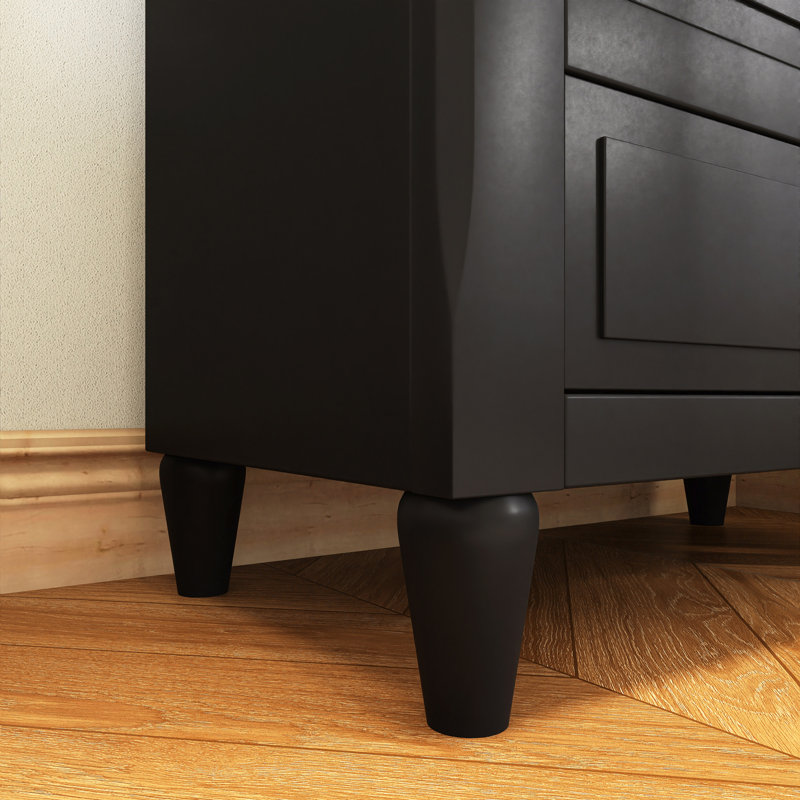 28" Painted Nightstand With 3 Drawers, Black