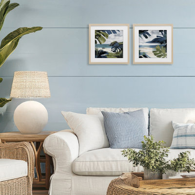 «Tropical Vibes Beach Scenes», ensemble de 2 impressions encadrées sous verre, design par Elara Yasna