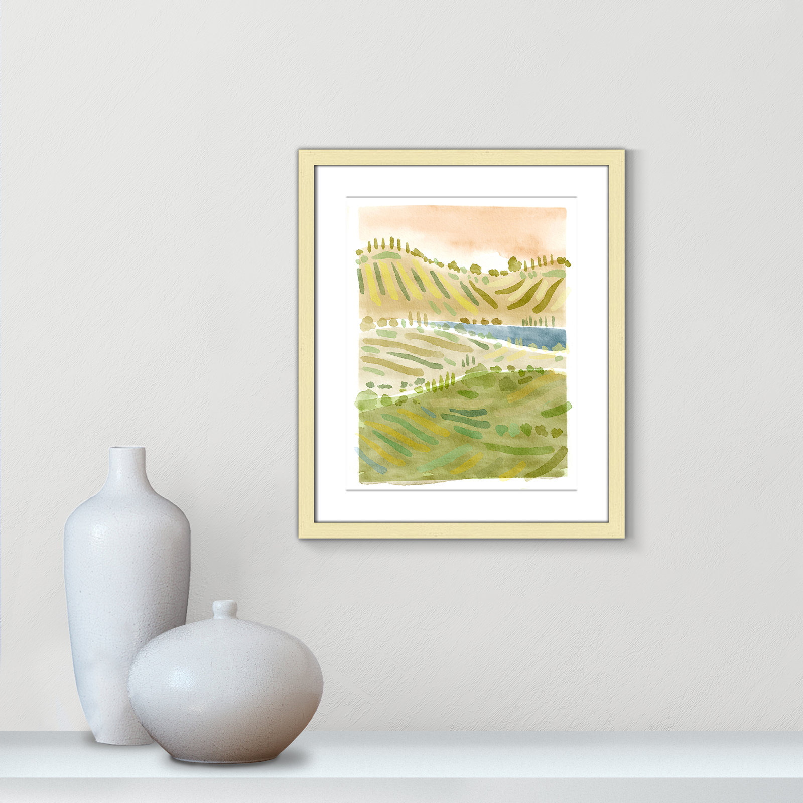 Tuscan Countryside Print by Leah Straatsma, White, 19" H x 16" W x 1.25" D, Gold Single Picture Framed Paper