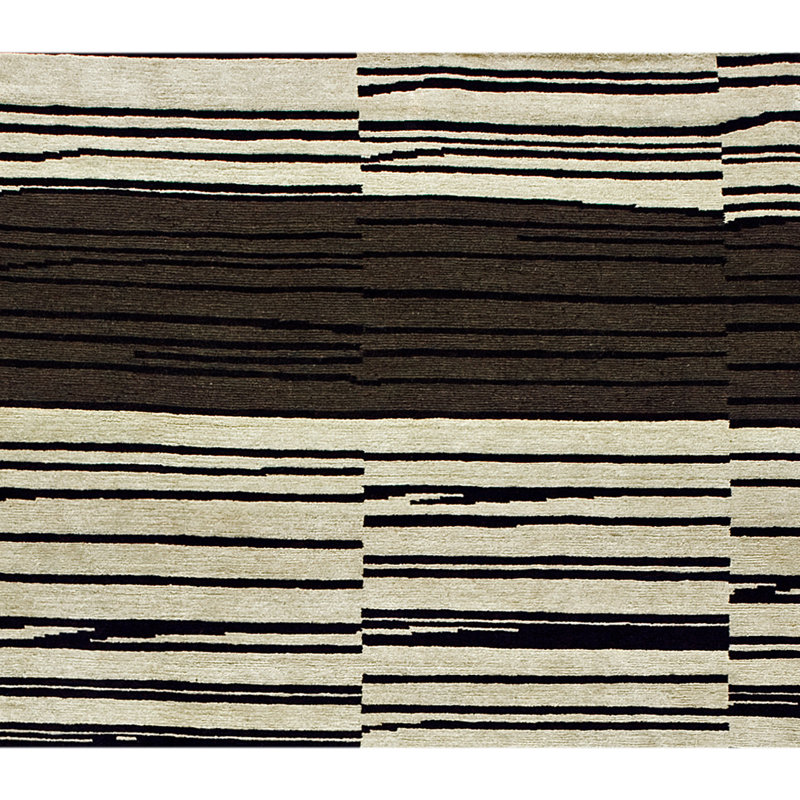 Wool Striped Area Rug, Rectangle 9' x 12'
