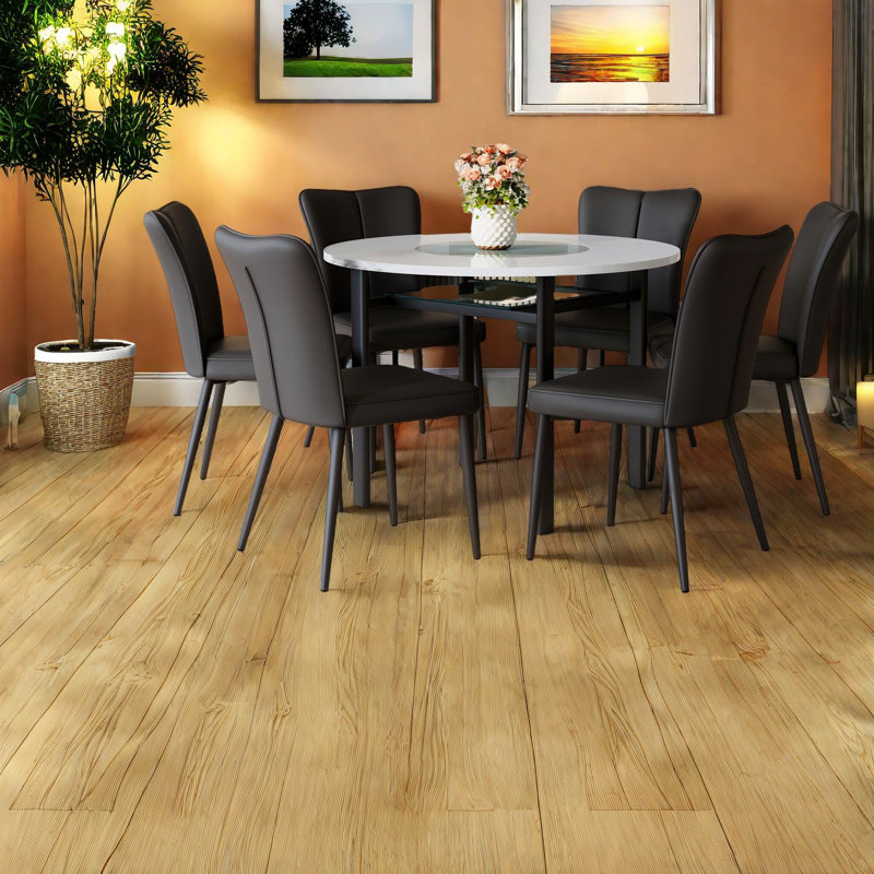 Ensemble de table de salle à manger moderne avec rangement, verre et unité centrale noire pour la cuisine