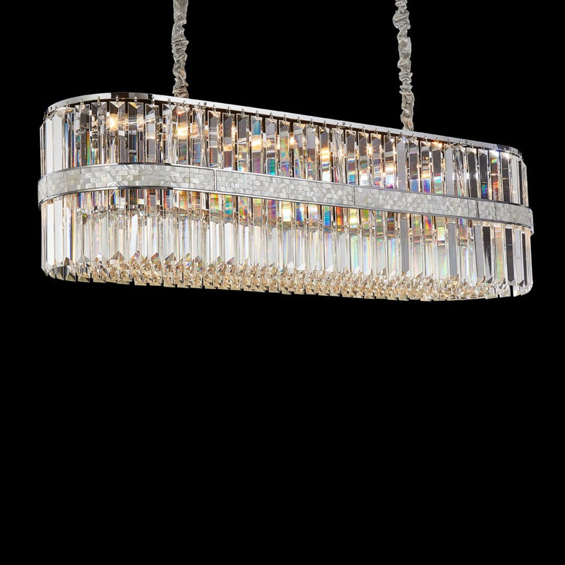 Spectra 15-Light Rectangular Crystal Chandelier - Chrome