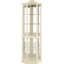 Armoire lumineuse spacieuse avec tablettes triangulaires, motif floral arqué et décoration pour couronne de rangement en verre, 4 lumières chaudes et douces-1217378667