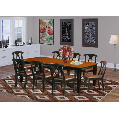 Dewalt 9 - Piece Butterfly Leaf Rubberwood Solid Wood Dining Set