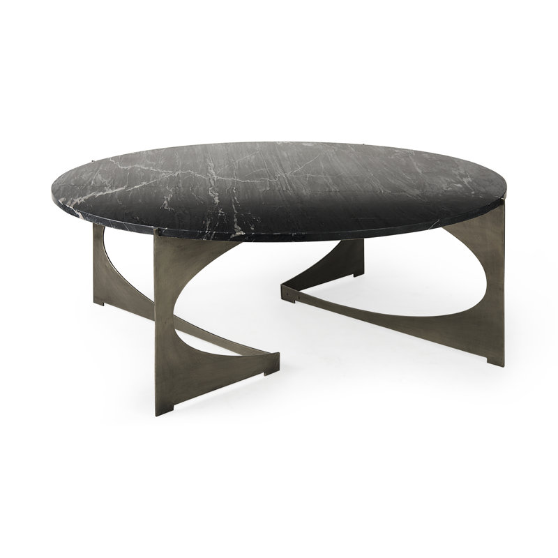 Table basse Giles, Plateau noir / base nickel antique