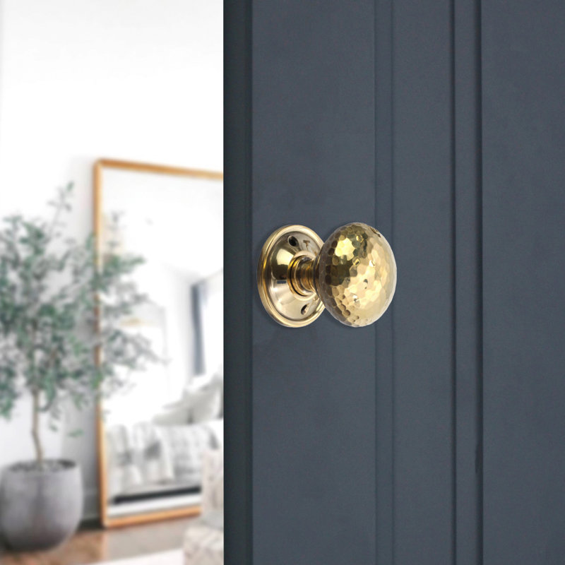 Hammered Mushroom Rim/Mortice Door Knob Aged Brass
