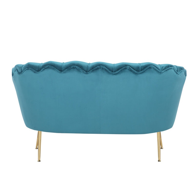 Carney Velvet Loveseat Accent Sofa, Teal