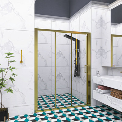 56-60" W X 70" H 3-Panel Sliding Frame Shower Door With 1/4" Clear Glass