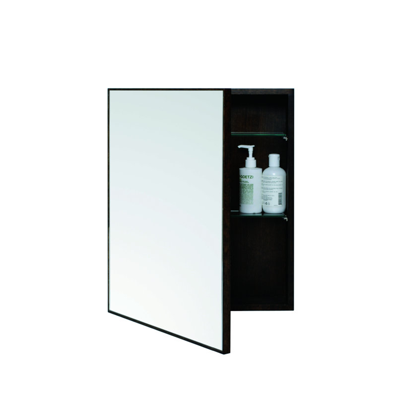 Slimline 18'' W Mirrored Medicine Cabinet, Dark Oak
