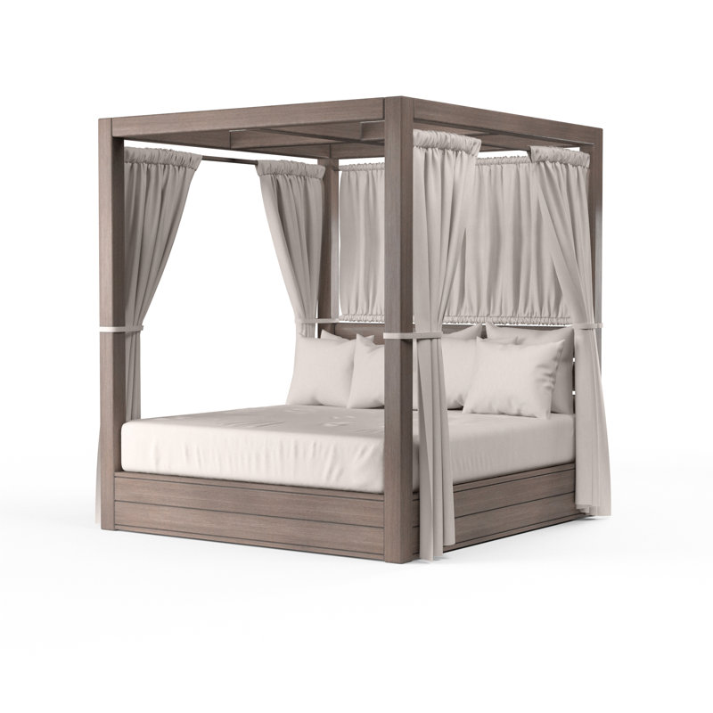 Laguna Resort King Daybed in Canvas Flax, No Welt, Canvas Flax Sunbrella®, Brown