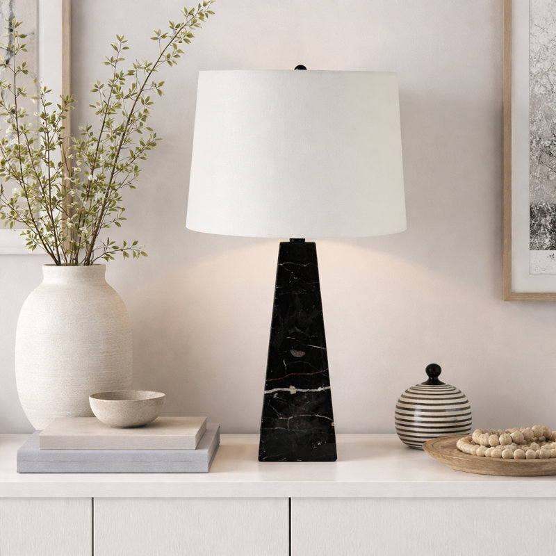 Lampe 30 po x 16 po en marbre effilé, noir